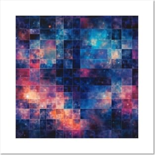 Blue Space Fractal - Infinite Nebula Seamless Pattern Posters and Art